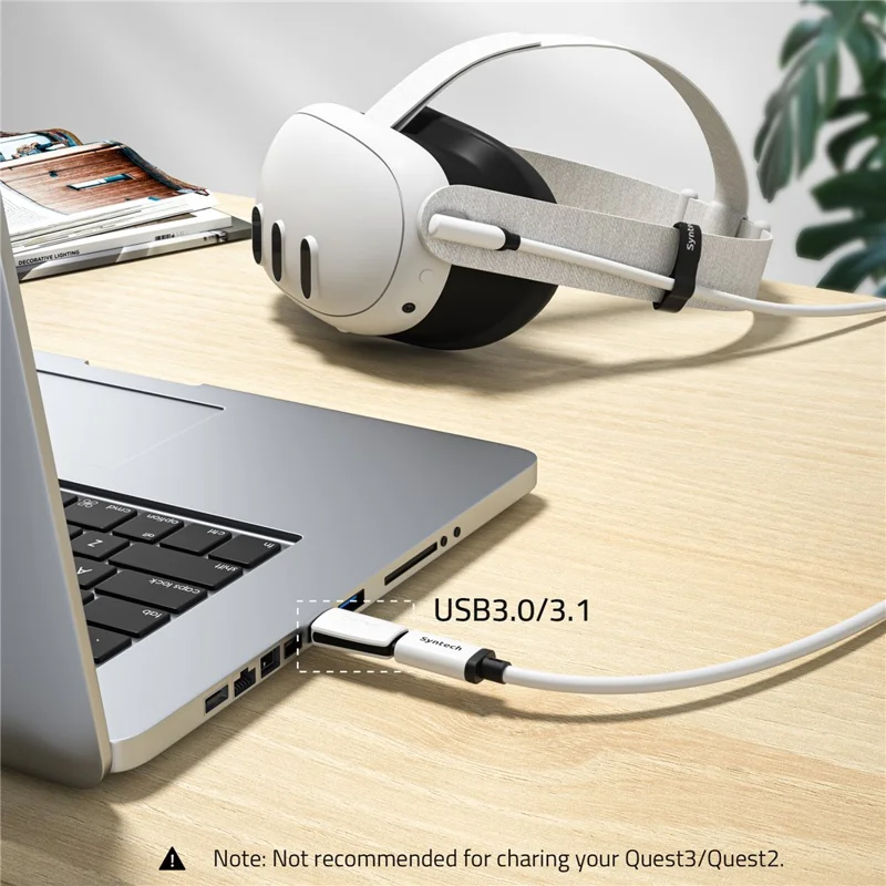 SYNTECH 5 m 2 w 1 Kabel USB + Typ C do VR do Meta Quest 3S / Quest 3 / 2 / Pro / Pico 4, Przewód do Przesyłania Danych – Biały