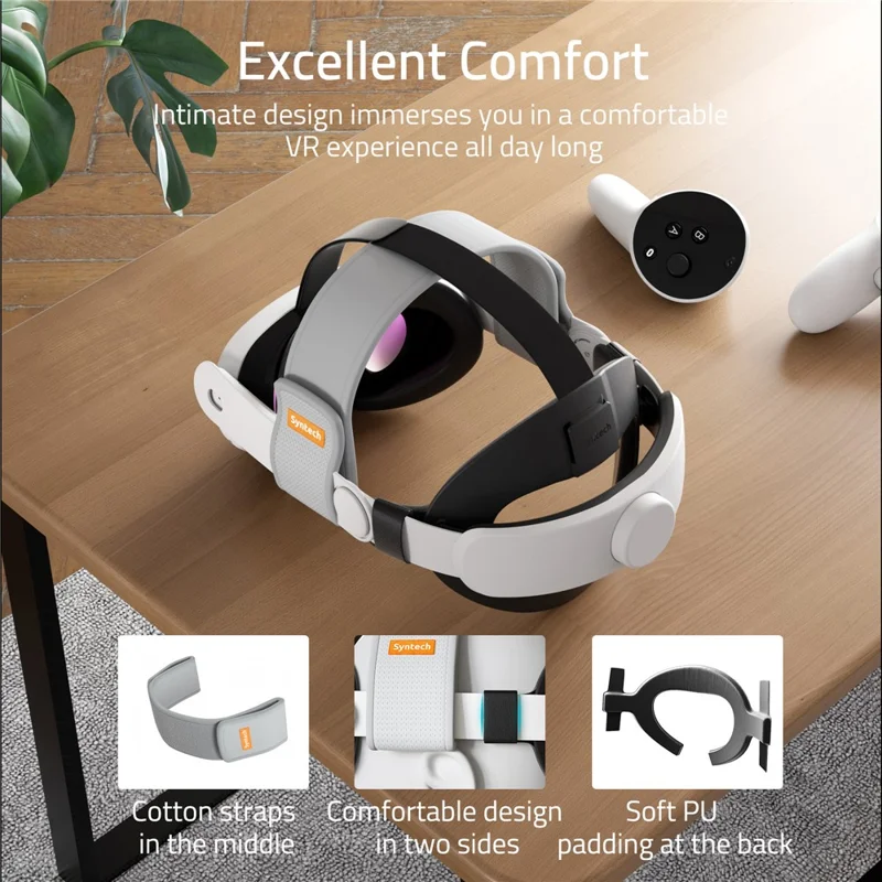 SYNTECH SYNM049P Pasek do zestawu VR dla Meta Quest 3 / 3S Regulowany pasek głowy Zdejmowany pasek głowy