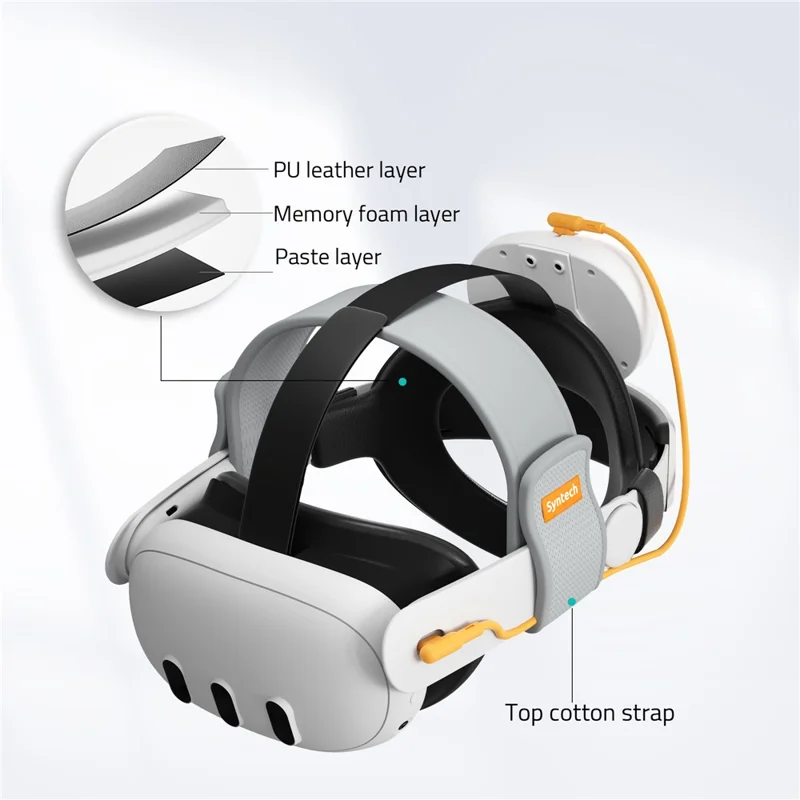 SYNTECH VR Headset Battery Head Strap for Meta Quest 3 / 3S Extended Playtime Adjustable Headband