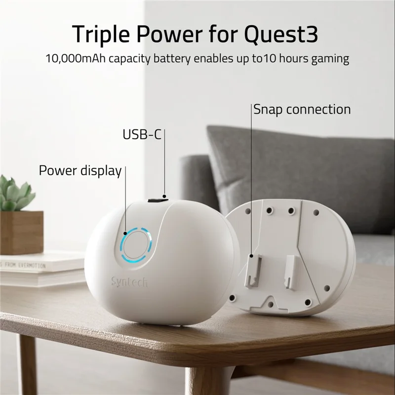 SYNTECH VR Headset Battery Head Strap for Meta Quest 3 / 3S Extended Playtime Adjustable Headband