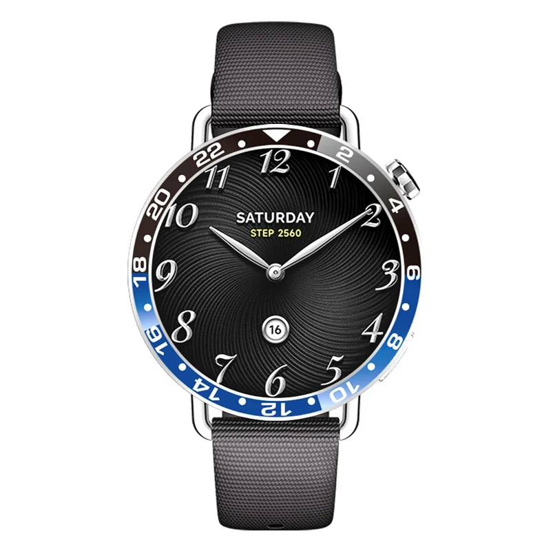 For Xiaomi Watch S4 41mm Bezel Ring Aluminum Alloy Dual Color Protective Cover Ring - Black+Blue  /  White Characters