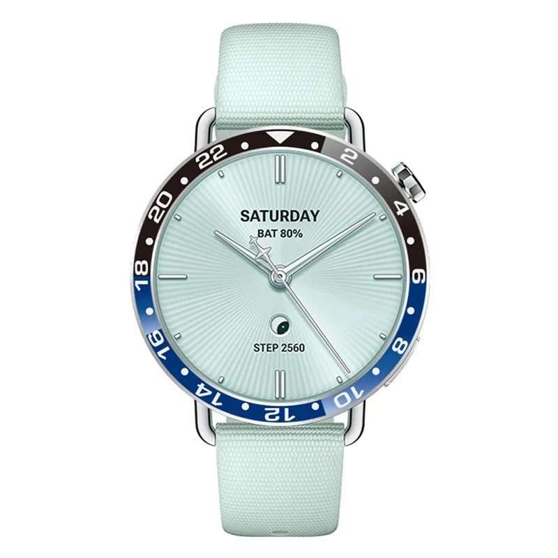 For Xiaomi Watch S4 41mm Bezel Ring Aluminum Alloy Dual Color Protective Cover Ring - Black+Blue  /  White Characters