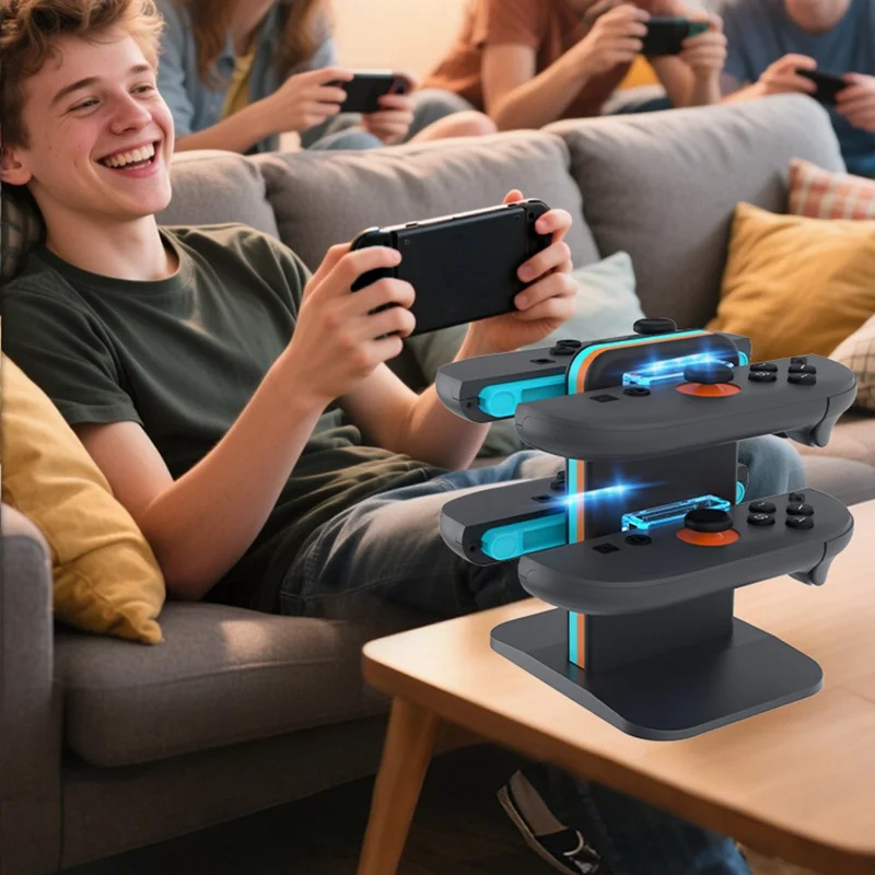 HBS-2858 For Nintendo Switch 2 Joy-Con Charging Dock 4 in 1 Controller Charger with LED Indicator