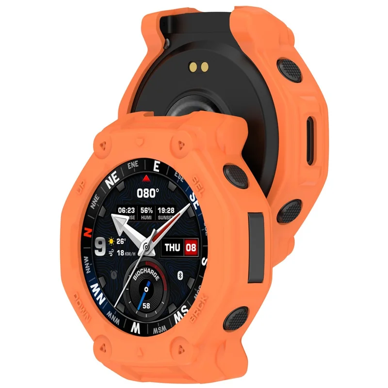 For Huami Amazfit T-Rex 3 Pro 48mm Watch Case Semi-Enclosed Armor TPU Shockproof Protective Cover - Orange