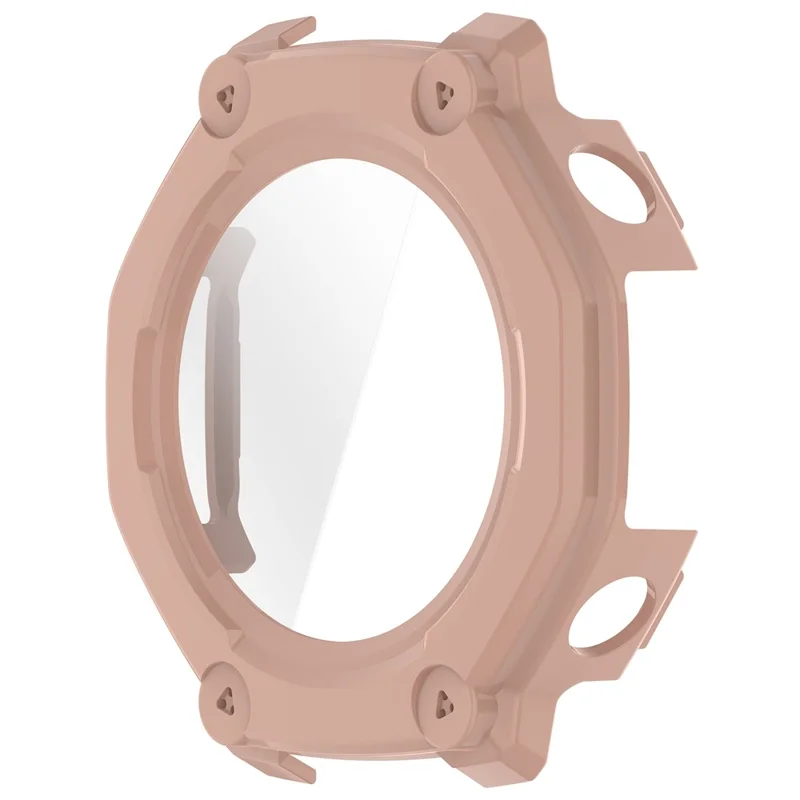 For Huami Amazfit T-Rex 3 Pro 48mm Watch Case PC Frame Cover with Tempered Glass Screen Film - Pink