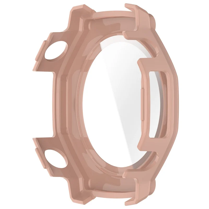 For Huami Amazfit T-Rex 3 Pro 48mm Watch Case PC Frame Cover with Tempered Glass Screen Film - Pink