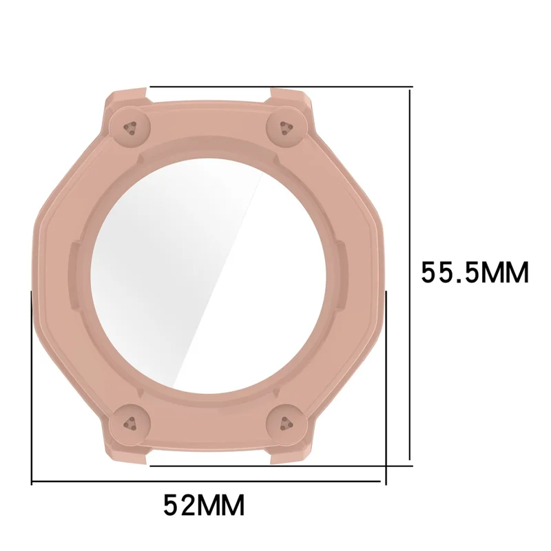 For Huami Amazfit T-Rex 3 Pro 48mm Watch Case PC Frame Cover with Tempered Glass Screen Film - Pink