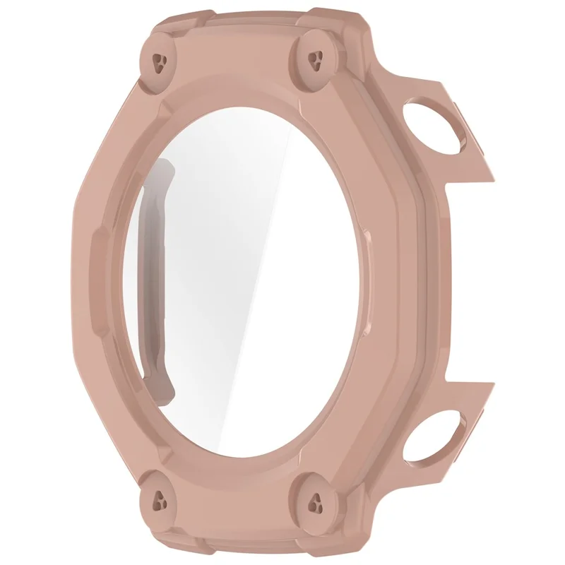 For Huami Amazfit T-Rex 3 Watch Case PC Frame Cover with Tempered Glass Screen Film - Pink