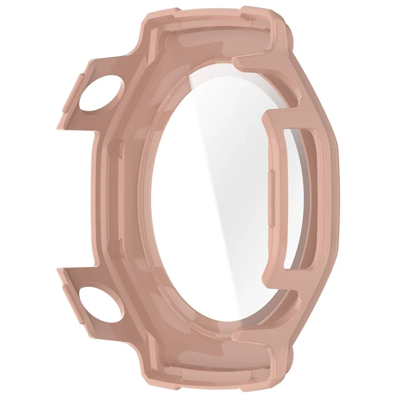 For Huami Amazfit T-Rex 3 Watch Case PC Frame Cover with Tempered Glass Screen Film - Pink