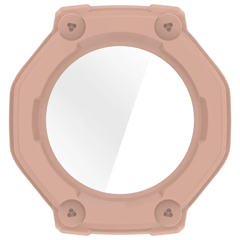 For Huami Amazfit T-Rex 3 Watch Case PC Frame Cover with Tempered Glass Screen Film - Pink