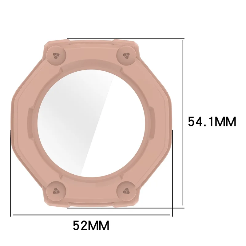 For Huami Amazfit T-Rex 3 Watch Case PC Frame Cover with Tempered Glass Screen Film - Pink