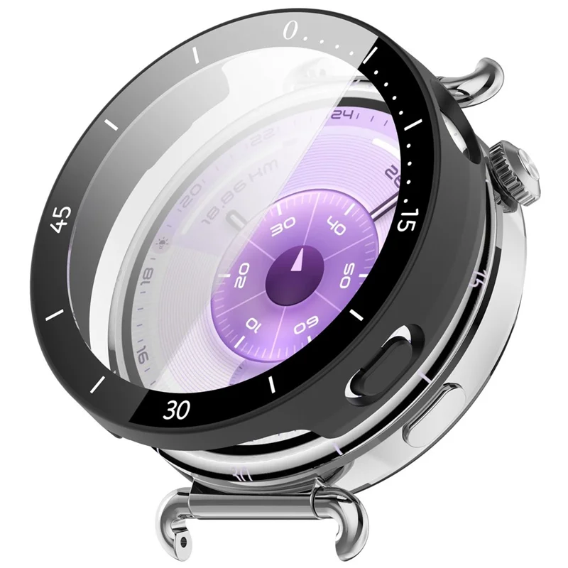 For Huawei Watch GT 6 41mm Protective Case Integrated Scale Design PC Watch Cover with Tempered Glass Film - Black