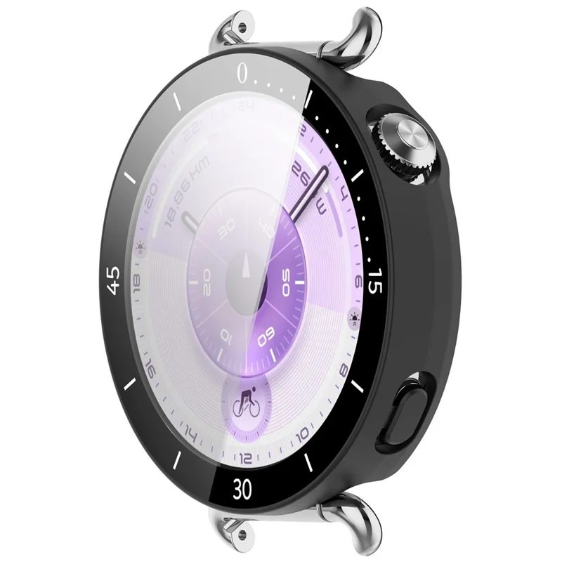For Huawei Watch GT 6 41mm Protective Case Integrated Scale Design PC Watch Cover with Tempered Glass Film - Black