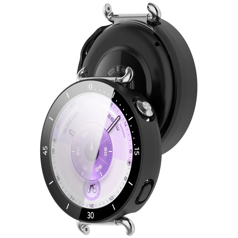 For Huawei Watch GT 6 41mm Protective Case Integrated Scale Design PC Watch Cover with Tempered Glass Film - Black