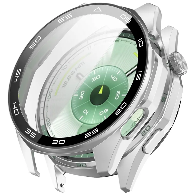For Huawei Watch GT 6 46mm Protective Case Integrated Scale Design PC Watch Cover with Tempered Glass Film - Silver