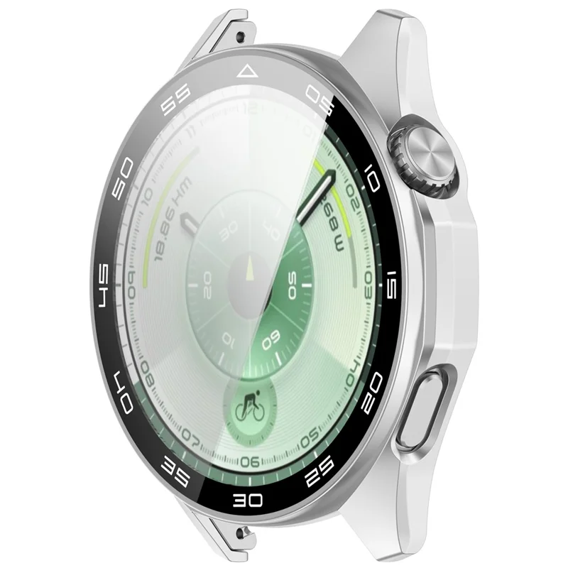 For Huawei Watch GT 6 46mm Protective Case Integrated Scale Design PC Watch Cover with Tempered Glass Film - Silver