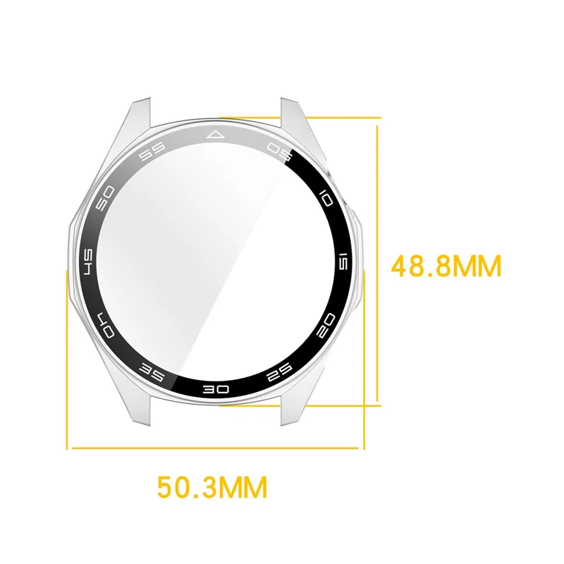 For Huawei Watch GT 6 46mm Protective Case Integrated Scale Design PC Watch Cover with Tempered Glass Film - Silver