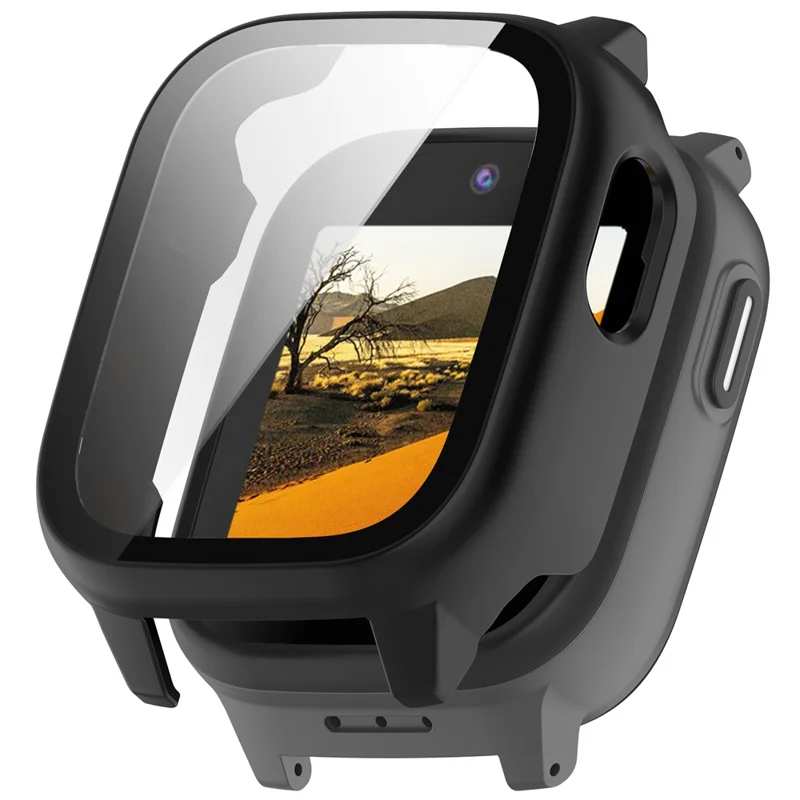 Für Cosmo JrTrack 5 Kids Smart Watch Gehäuse PC-Rahmen Cover mit gehärtetem Glasschutzfilm - Schwarz