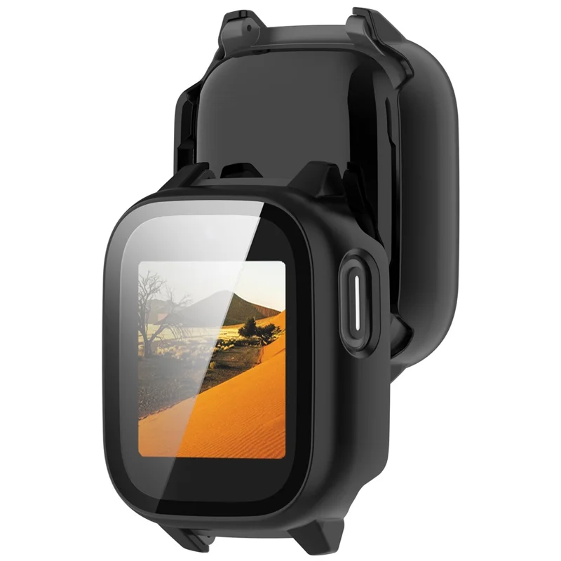 Für Cosmo JrTrack 5 Kids Smart Watch Gehäuse PC-Rahmen Cover mit gehärtetem Glasschutzfilm - Schwarz