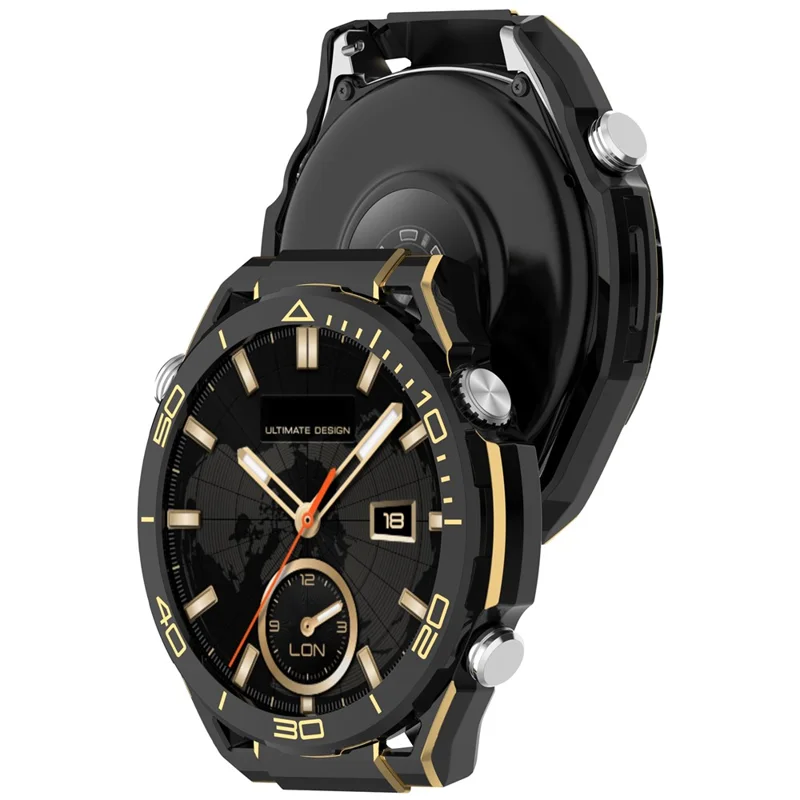 PC Protective Case for Huawei Watch GT 6 46mm Smart Watch Transfer Cover Shell Scratch Resistant - Black  /  Gold