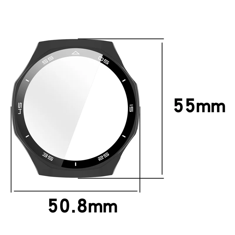 For Huawei Watch GT 6 Pro 46mm Protective Case PC Tempered Glass Watch Cover with Scale - Black