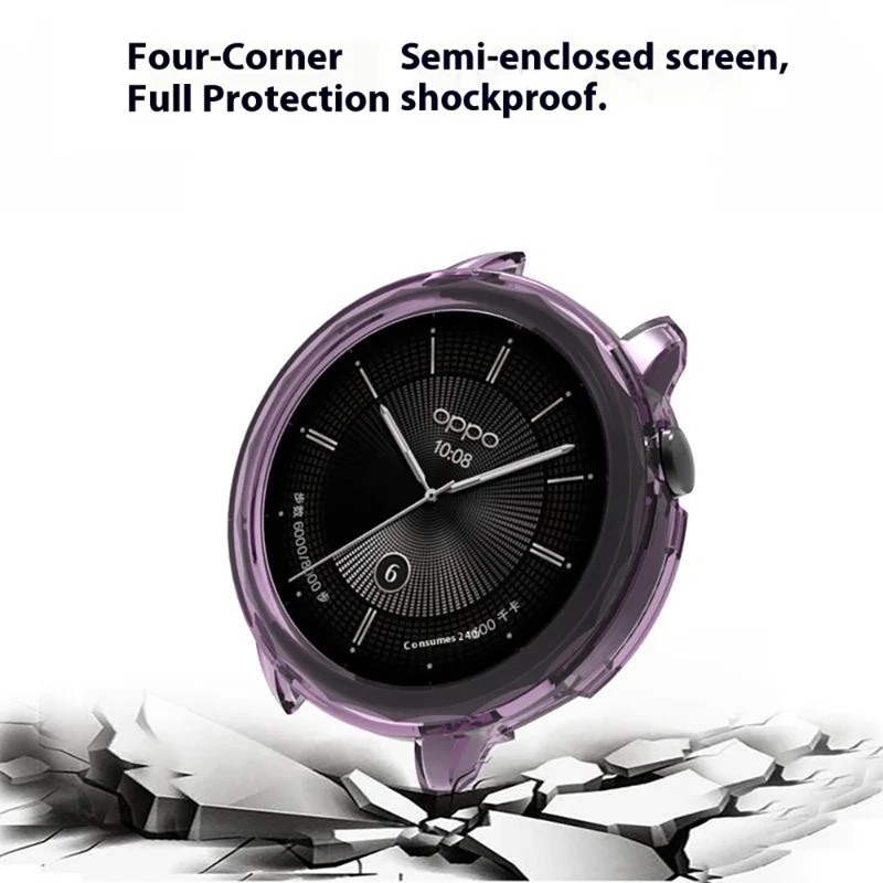 For Oppo Watch X2 Mini Protective Watch Case TPU Hollow Cover - Transparent Purple