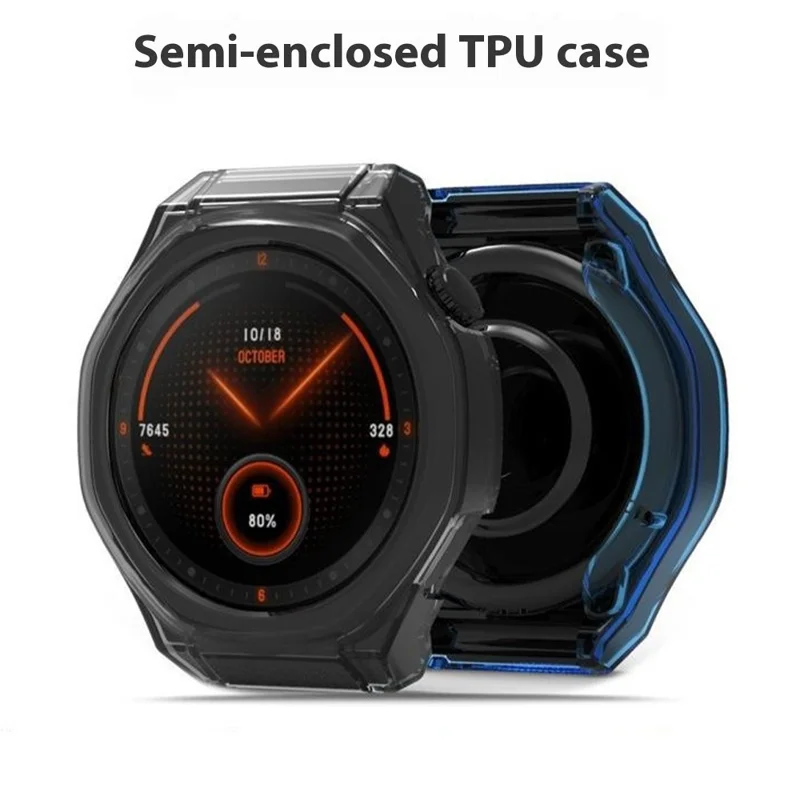 Für Honor Watch 5 Ultra Schutzhülle TPU Hohle Abdeckung - Transparent Schwarz