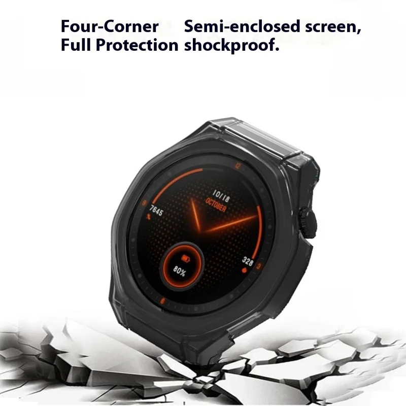 Für Honor Watch 5 Ultra Schutzhülle TPU Hohle Abdeckung - Transparent Schwarz