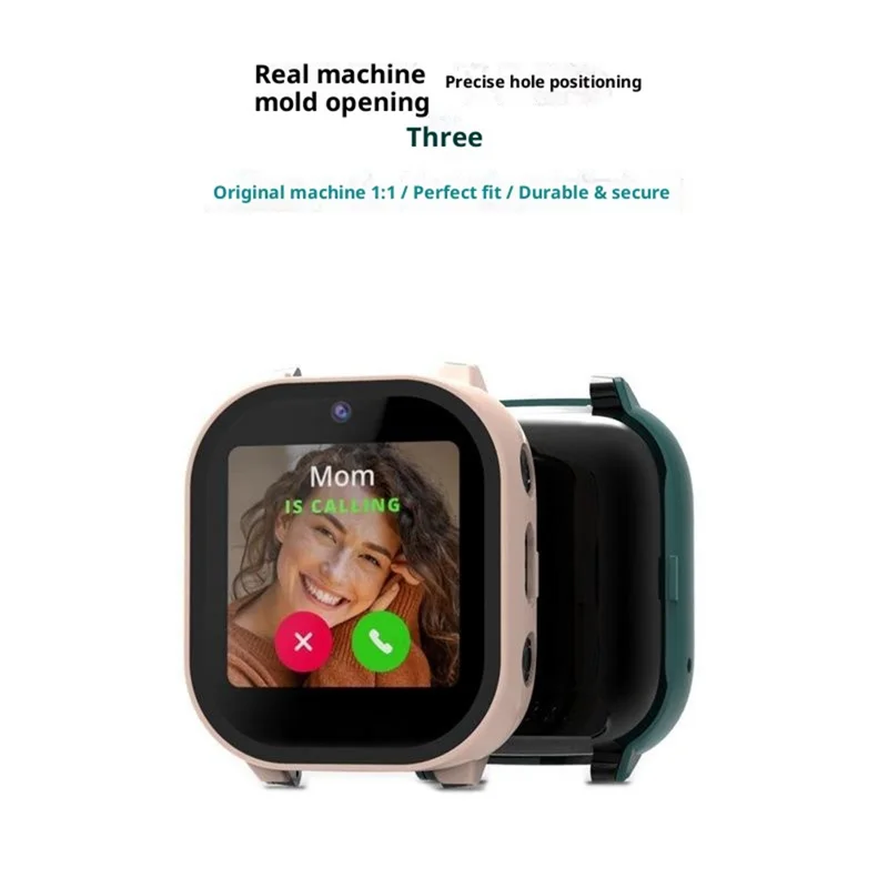 For Cosmo JrTrack 3 Kids Smart Watch Hard PC Watch Protective Case with Tempered Glass Film - Black