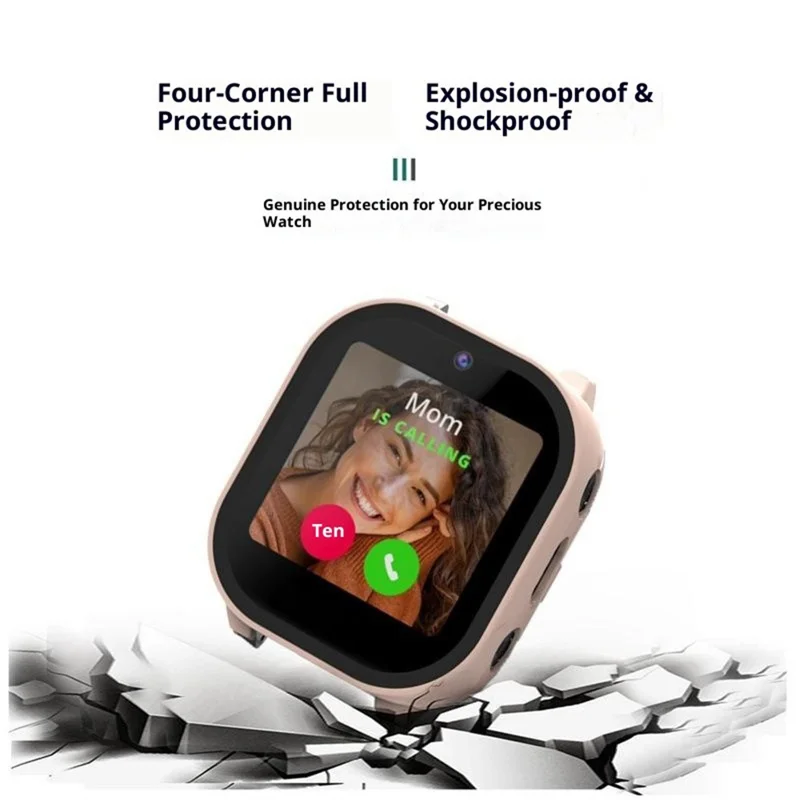 For Cosmo JrTrack 3 Kids Smart Watch Hard PC Watch Protective Case with Tempered Glass Film - Black