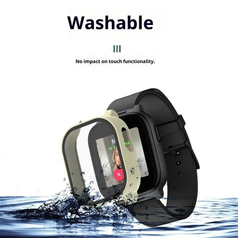 For Cosmo JrTrack 5 Kids Smart Watch Hard PC Watch Protective Case with Tempered Glass Film - Black