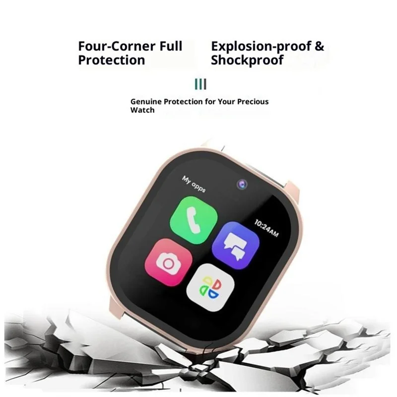 For Cosmo JrTrack 5 Kids Smart Watch Hard PC Watch Protective Case with Tempered Glass Film - Black