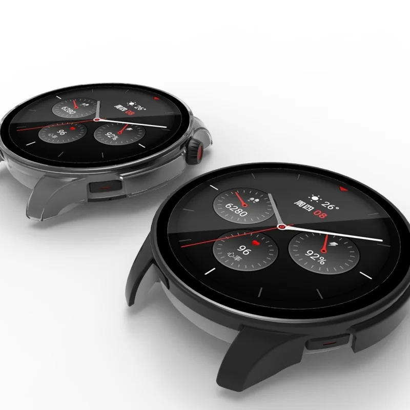 Für Huami Amazfit GTR 4 46mm / 4 Pro 46mm Hartkunststoff-Gehäuseschutz mit Panzerglas-Folie - Schwarz