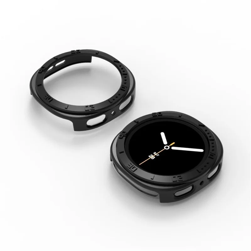 For Samsung Galaxy Watch8 44mm Case Half Coverage Hollow-Out PC Protective Watch Frame - Black