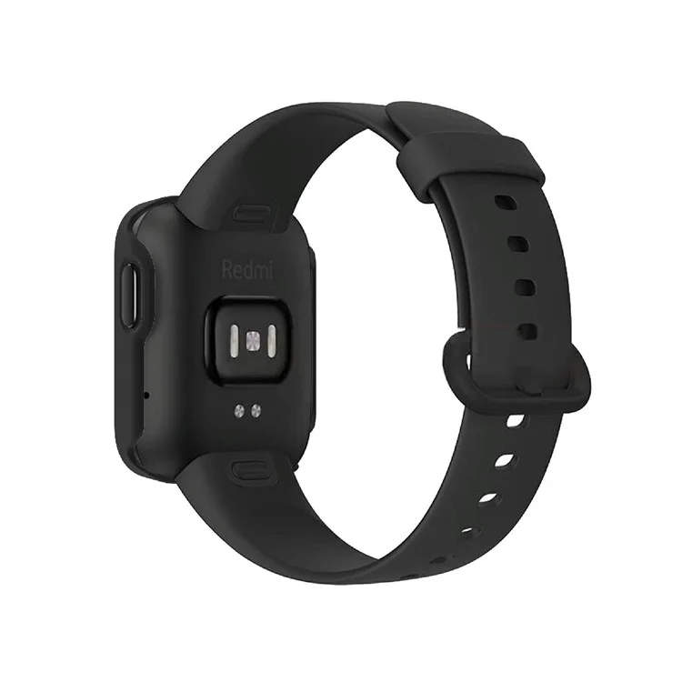 Rubberized PC Edge Frame with Tempered Glass Screen Protector Case for Xiaomi Redmi Watch - Black