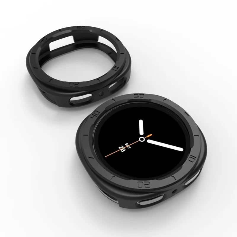Capa Protetora de Quadro Oco de TPU para Samsung Galaxy Watch8 44mm - Preta