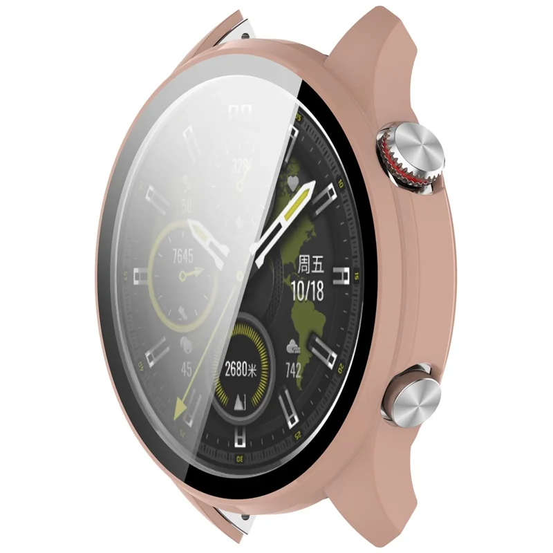 For Honor Watch 5 Pro Hard PC Watch Protective Case with Tempered Glass Film - Pink