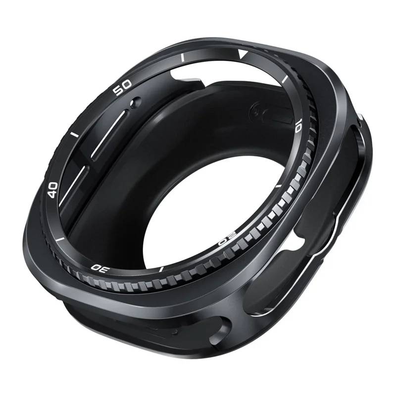 For Samsung Galaxy Watch Ultra 47mm Case Transfer to Samsung Galaxy Watch8 Classic 46mm Gear Pattern Zinc Alloy + PC Watch Protective Cover - Black + White