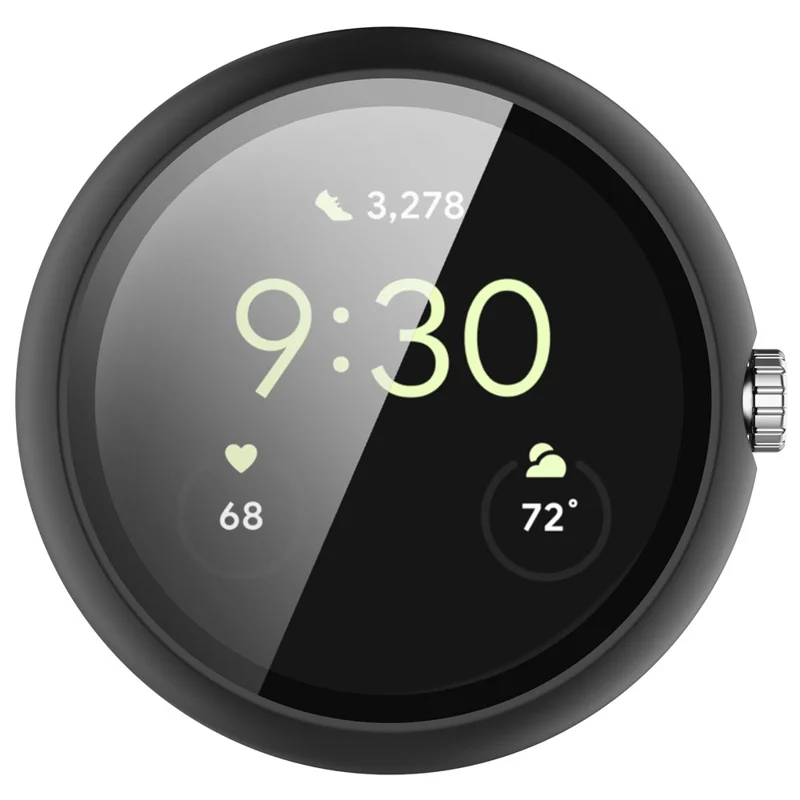 Google Pixel Watch 4 45mm Gehäuse Harte PC-Uhr Schutzhülle mit gehärtetem Glasfilm - Schwarz