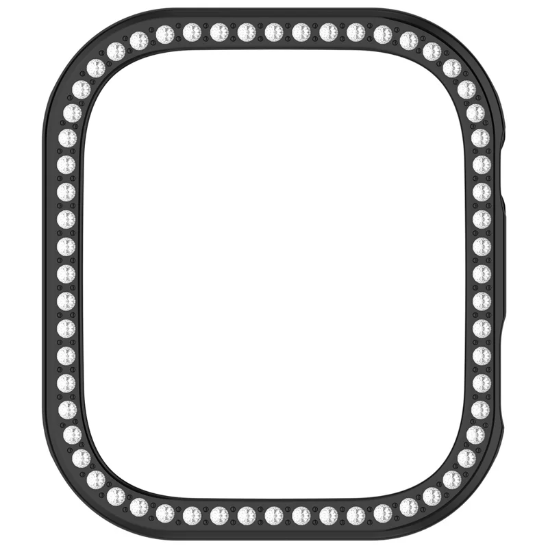 For Xiaomi Redmi Watch 6 Protective Case Hollow Design Hard PC Rhinestone Decor Cover - Electroplated Black