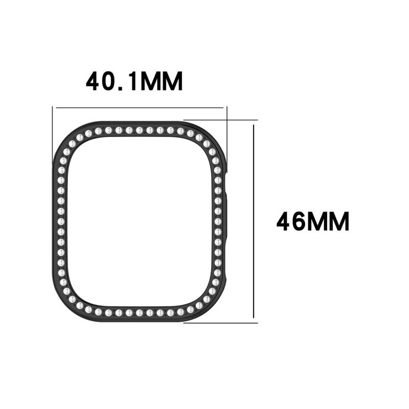 For Xiaomi Redmi Watch 6 Protective Case Hollow Design Hard PC Rhinestone Decor Cover - Electroplated Black