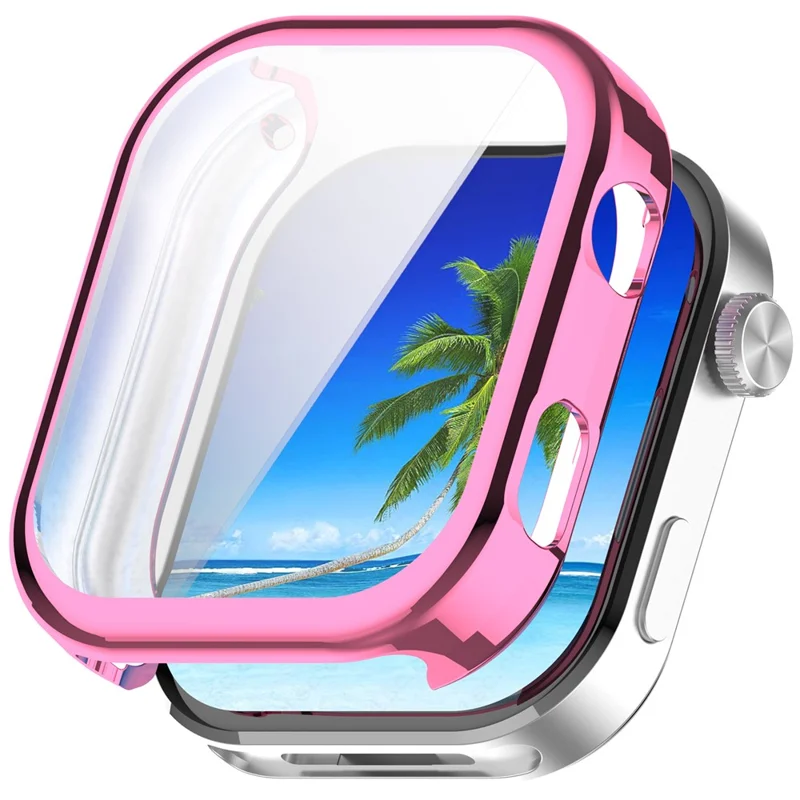 For Xiaomi Redmi Watch 6 Protective Case Full Coverage TPU Smartwatch Cover with Screen Protector - Electroplated Pink
