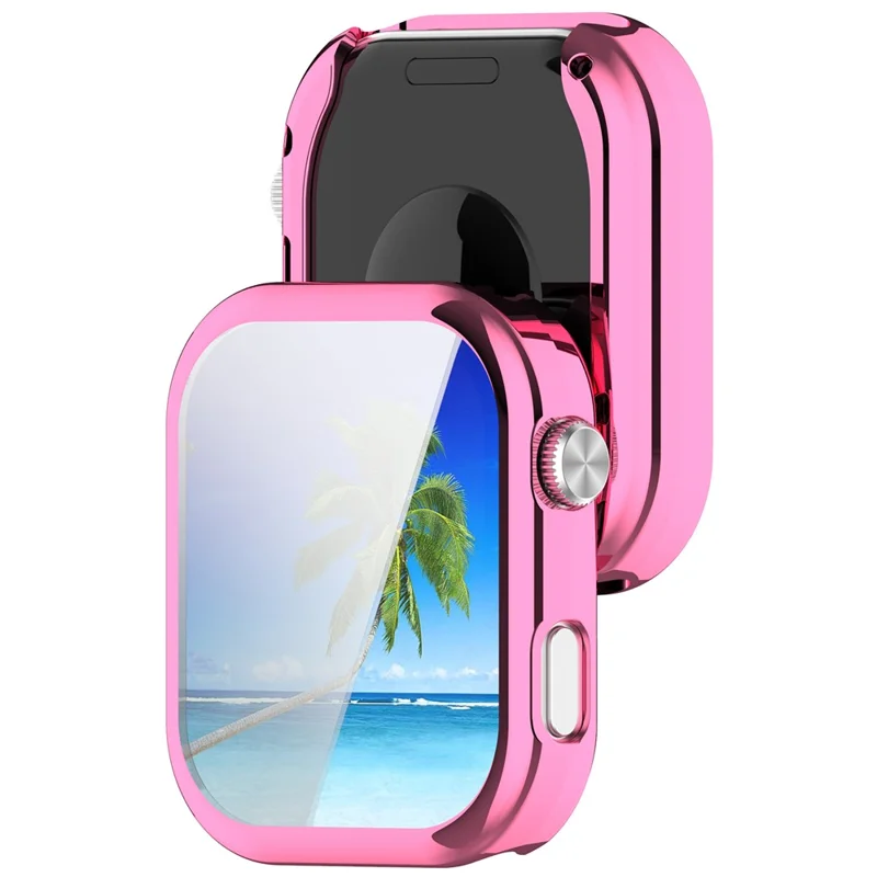 For Xiaomi Redmi Watch 6 Protective Case Full Coverage TPU Smartwatch Cover with Screen Protector - Electroplated Pink
