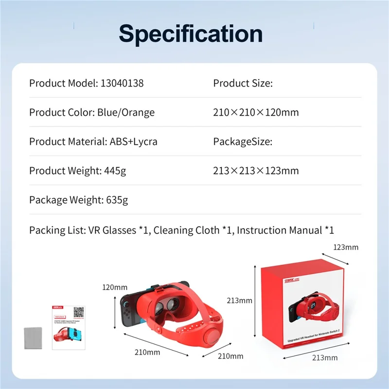 STARTRC GAMES VR-headset voor Nintendo Switch 2, meeslepende gamervaring, VR-bril, ergonomisch - Rood Blauw