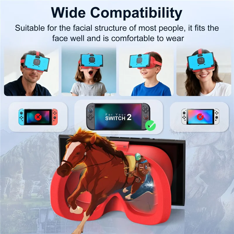 STARTRC GAMES VR-headset voor Nintendo Switch 2, meeslepende gamervaring, VR-bril, ergonomisch - Rood Blauw