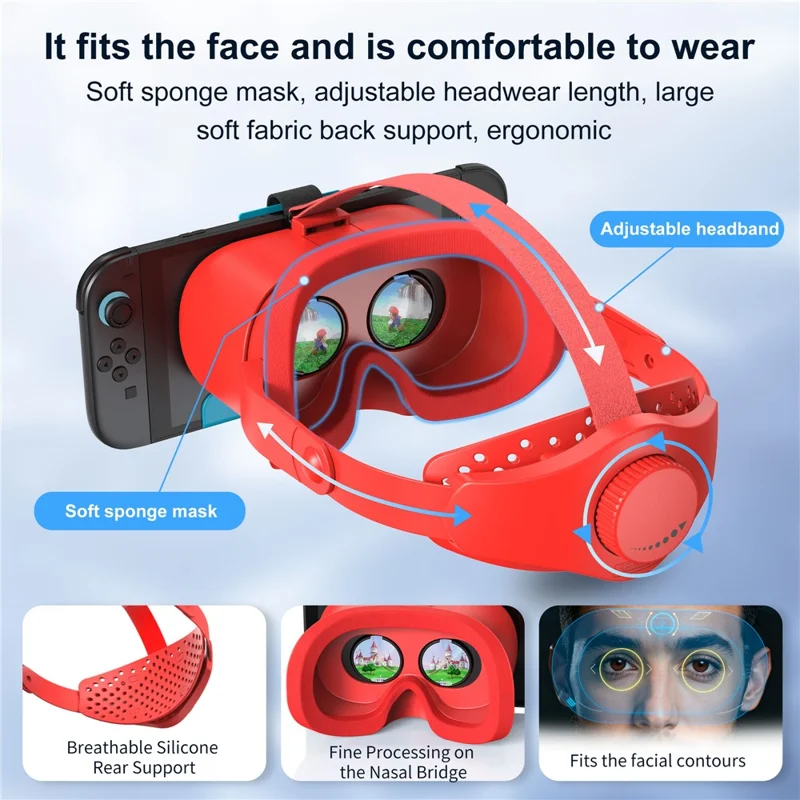 STARTRC GAMES VR-headset voor Nintendo Switch 2, meeslepende gamervaring, VR-bril, ergonomisch - Rood Blauw