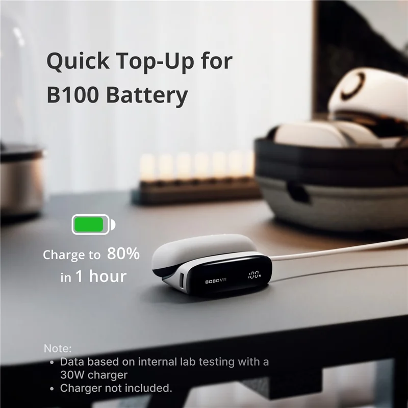 BOBOVR PD100 zestaw 30 W z szybkim ładowaniem, stacja z wbudowanym kablem USB-C i zestaw baterii BOBOVR B100 10000 mAh