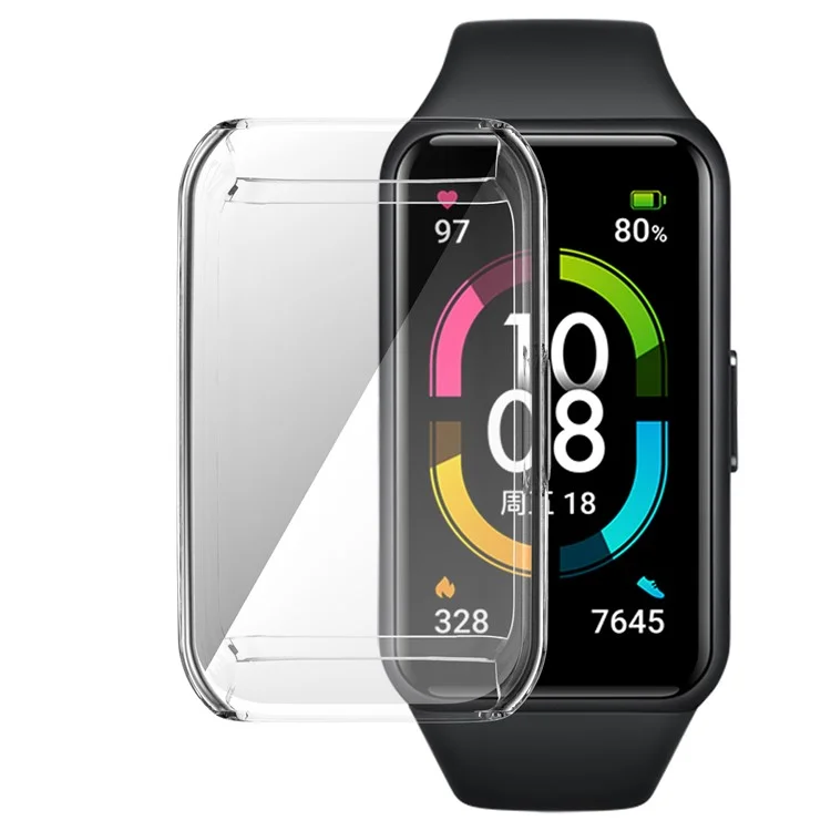 Cobertura Completa da Cobertura Eletroplatada TPU Caso Protetor de Smartwatch Para a Huawei Honor 6 - Transparente