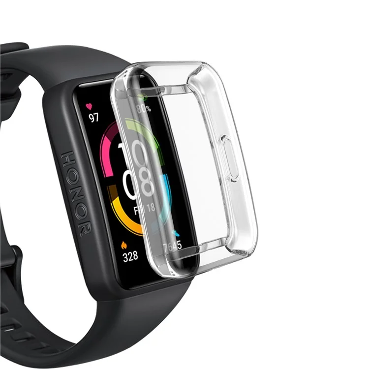 Cobertura Completa da Cobertura Eletroplatada TPU Caso Protetor de Smartwatch Para a Huawei Honor 6 - Transparente