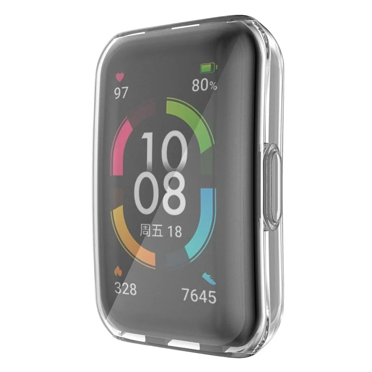 Cobertura Completa da Cobertura Eletroplatada TPU Caso Protetor de Smartwatch Para a Huawei Honor 6 - Transparente